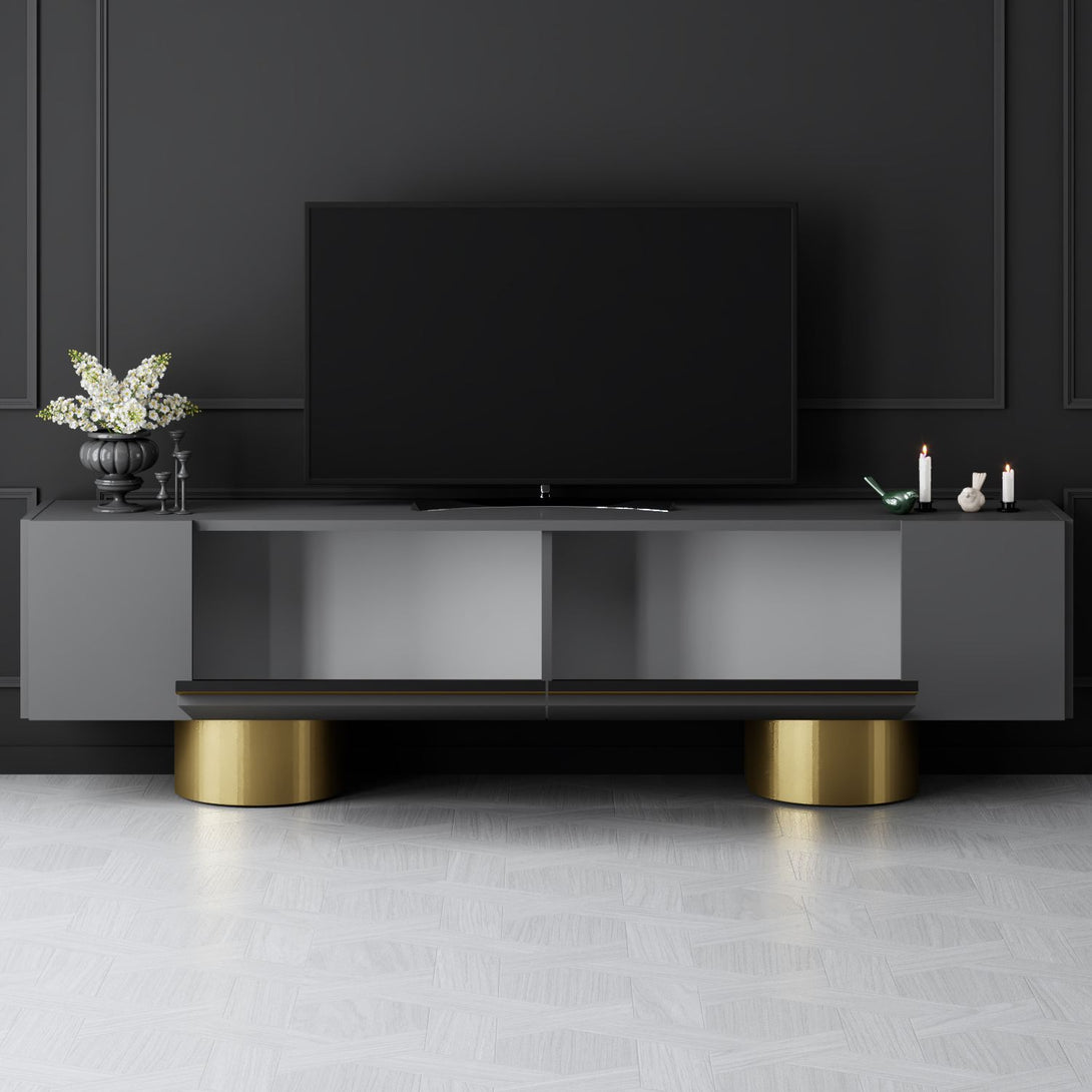 TV szekrény Bohem - Anthracite, Gold-VASBÚTOR