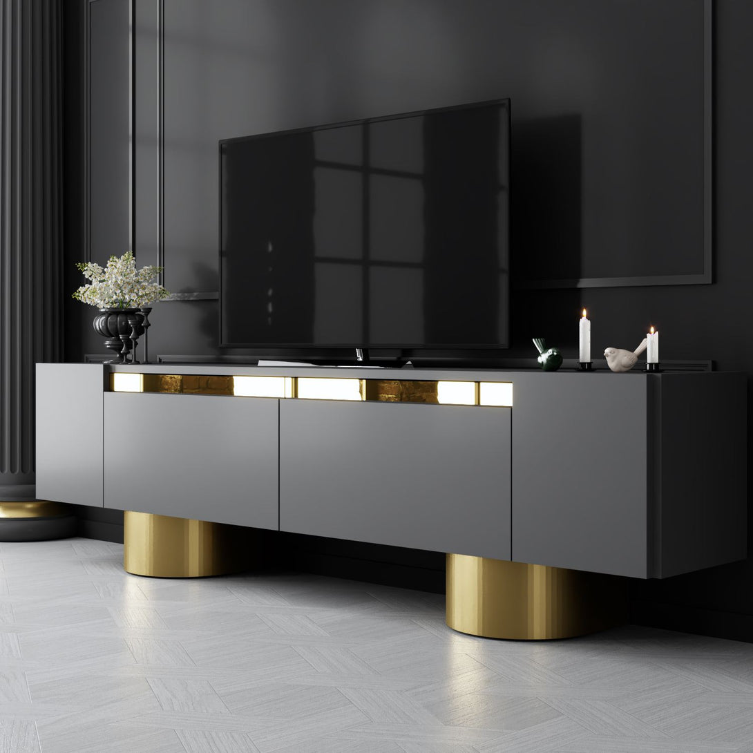TV szekrény Bohem - Anthracite, Gold-VASBÚTOR