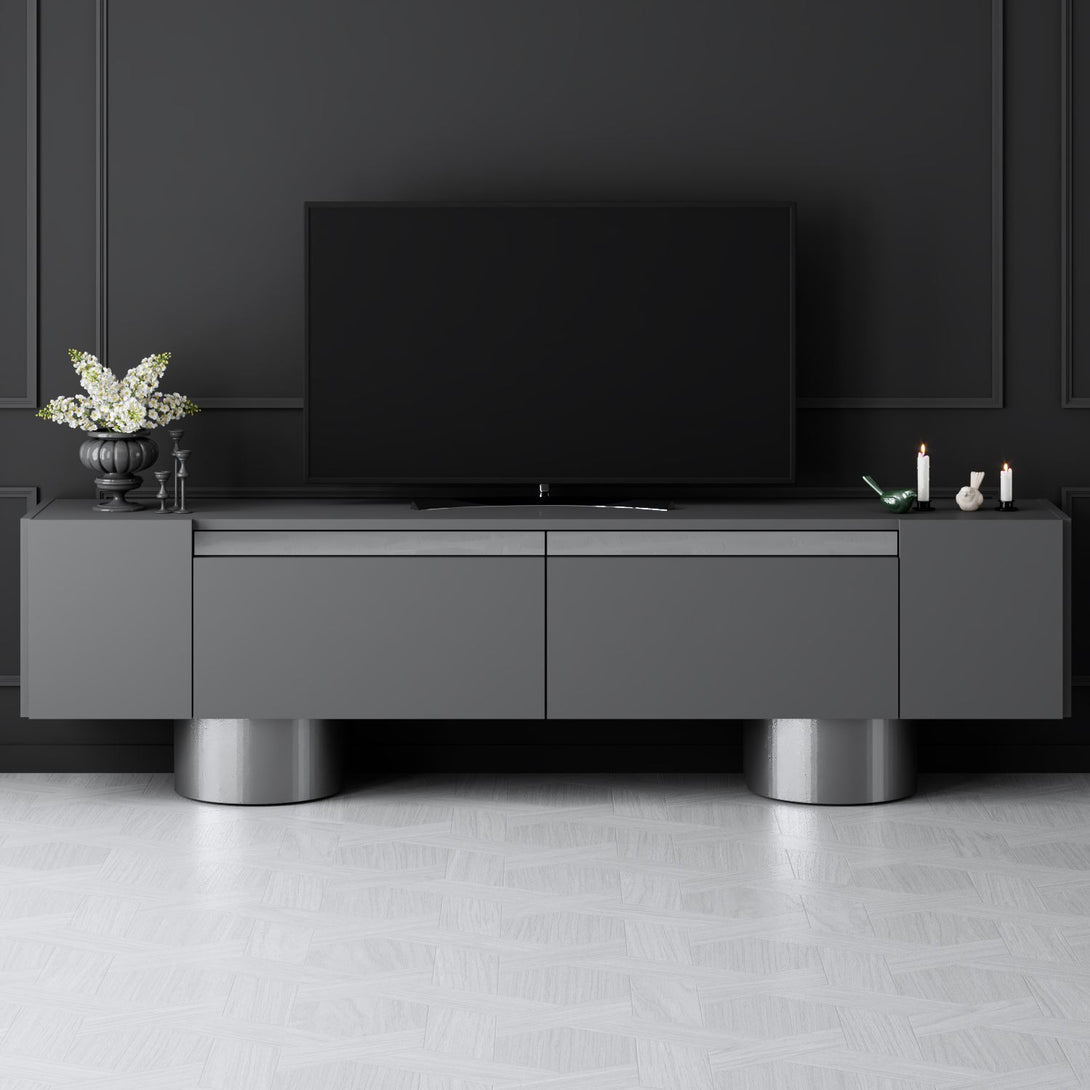 TV szekrény Bohem - Anthracite, Silver-VASBÚTOR