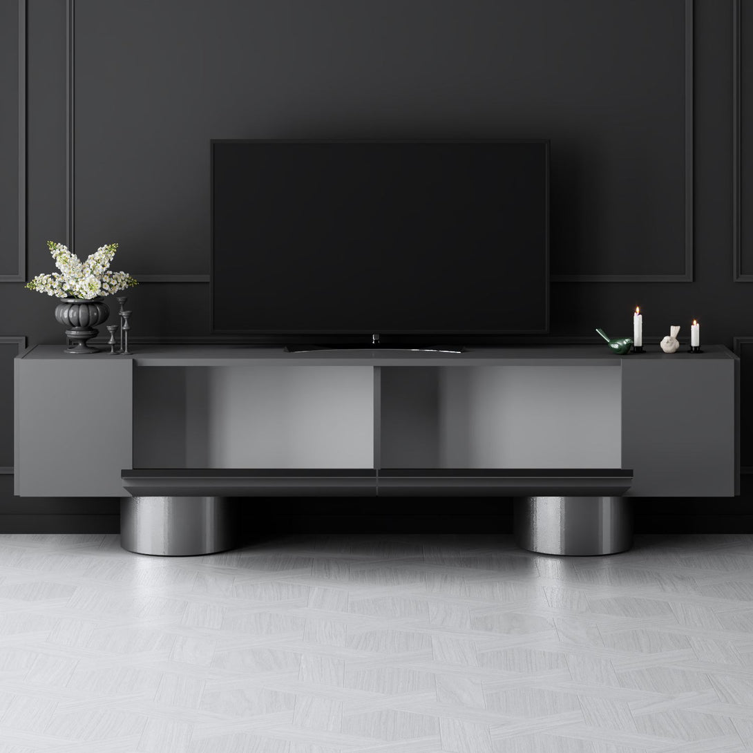 TV szekrény Bohem - Anthracite, Silver-VASBÚTOR