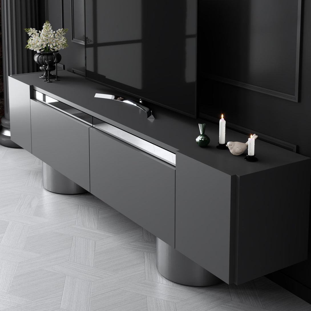 TV szekrény Bohem - Anthracite, Silver-VASBÚTOR