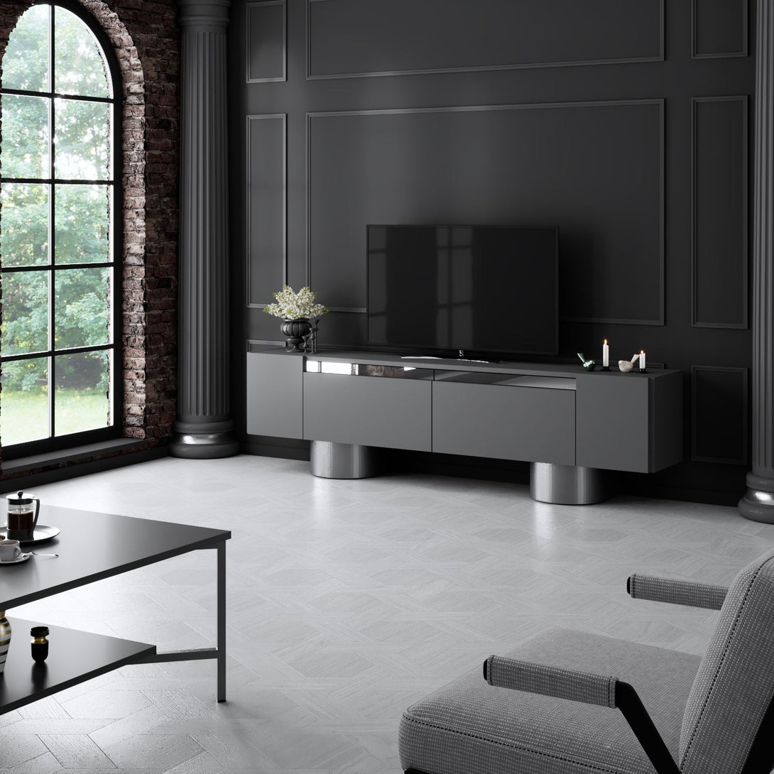 TV szekrény Bohem - Anthracite, Silver-VASBÚTOR