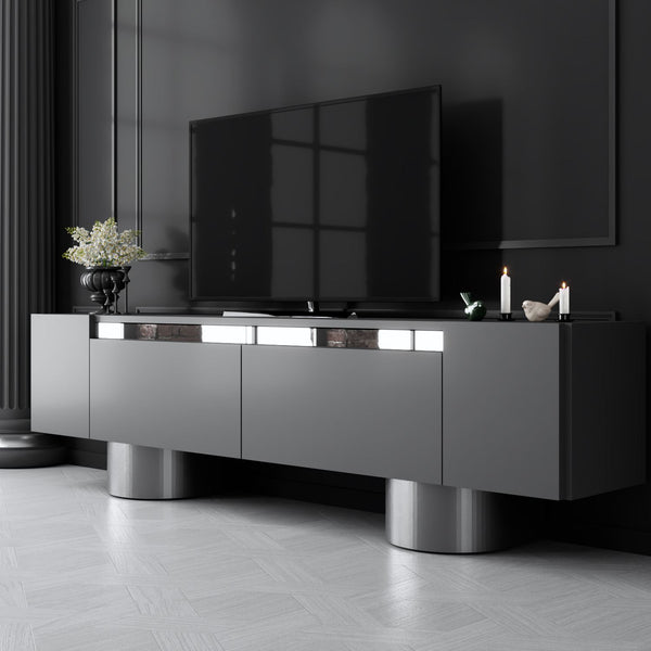 TV szekrény Bohem - Anthracite, Silver-VASBÚTOR