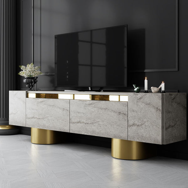 TV szekrény Bohem - Travertine, Gold-VASBÚTOR