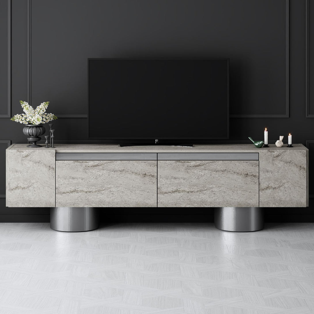TV szekrény Bohem - Travertine, Silver-VASBÚTOR