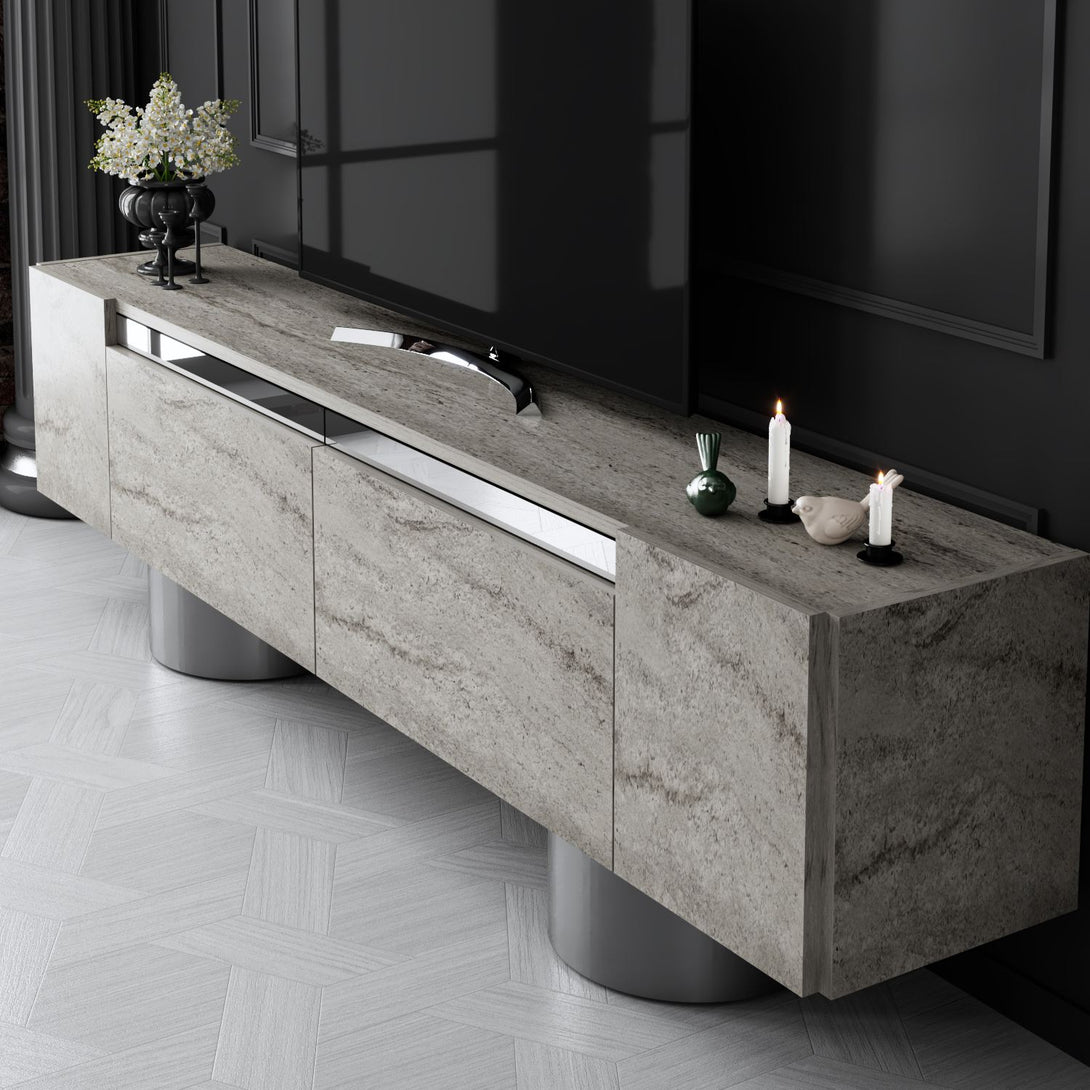TV szekrény Bohem - Travertine, Silver-VASBÚTOR