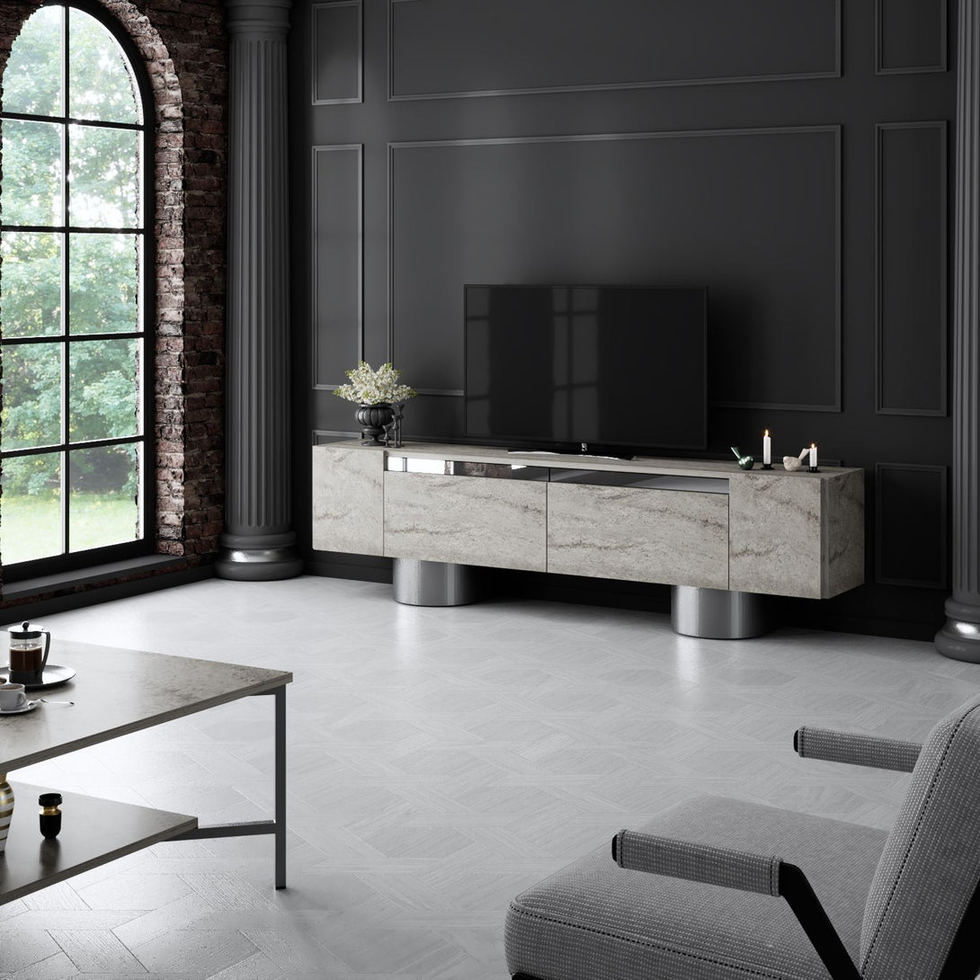 TV szekrény Bohem - Travertine, Silver-VASBÚTOR