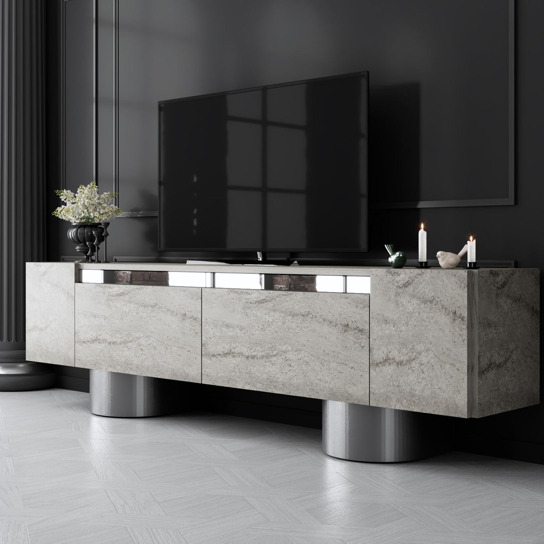 TV szekrény Bohem - Travertine, Silver-VASBÚTOR