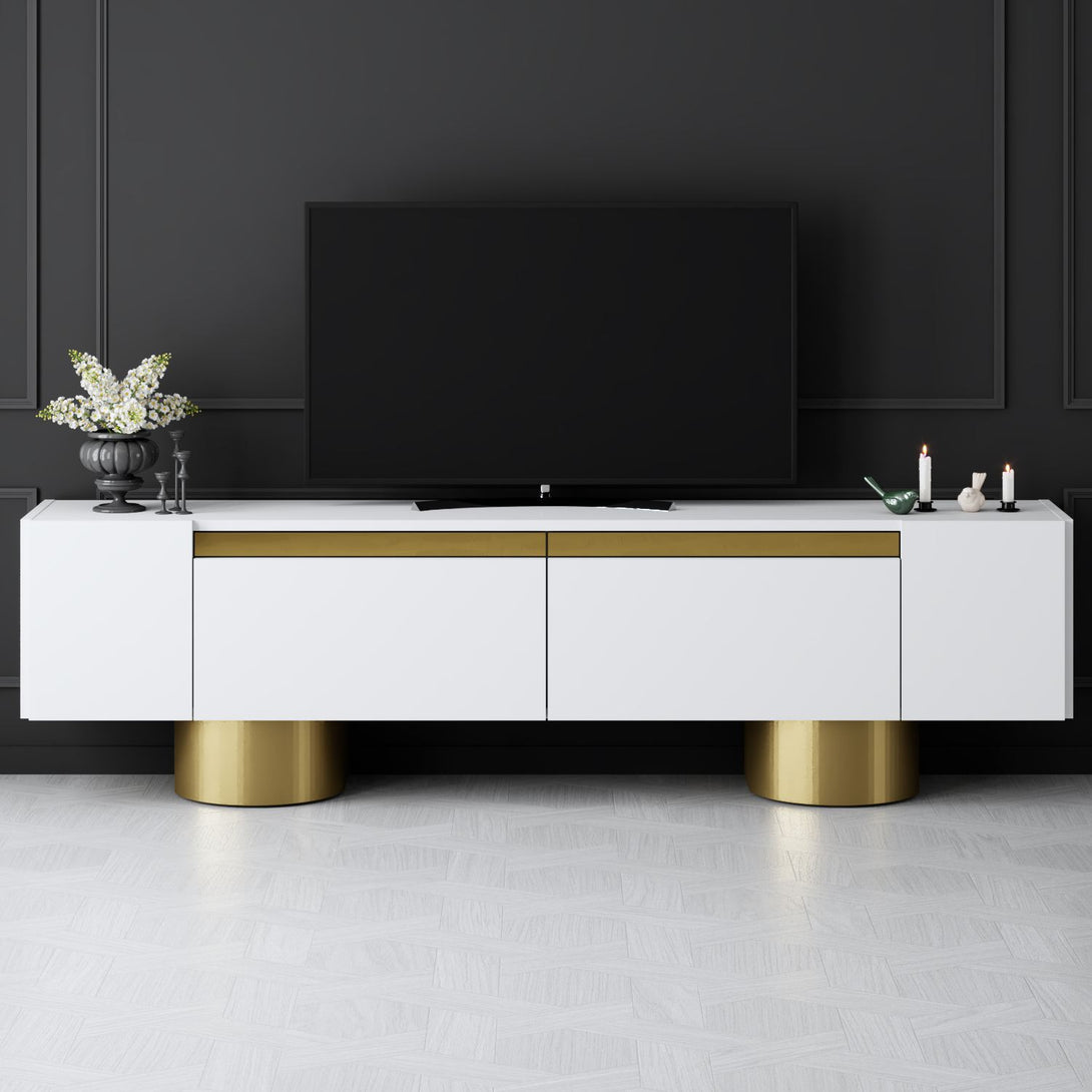 TV szekrény Bohem - White, Gold-VASBÚTOR