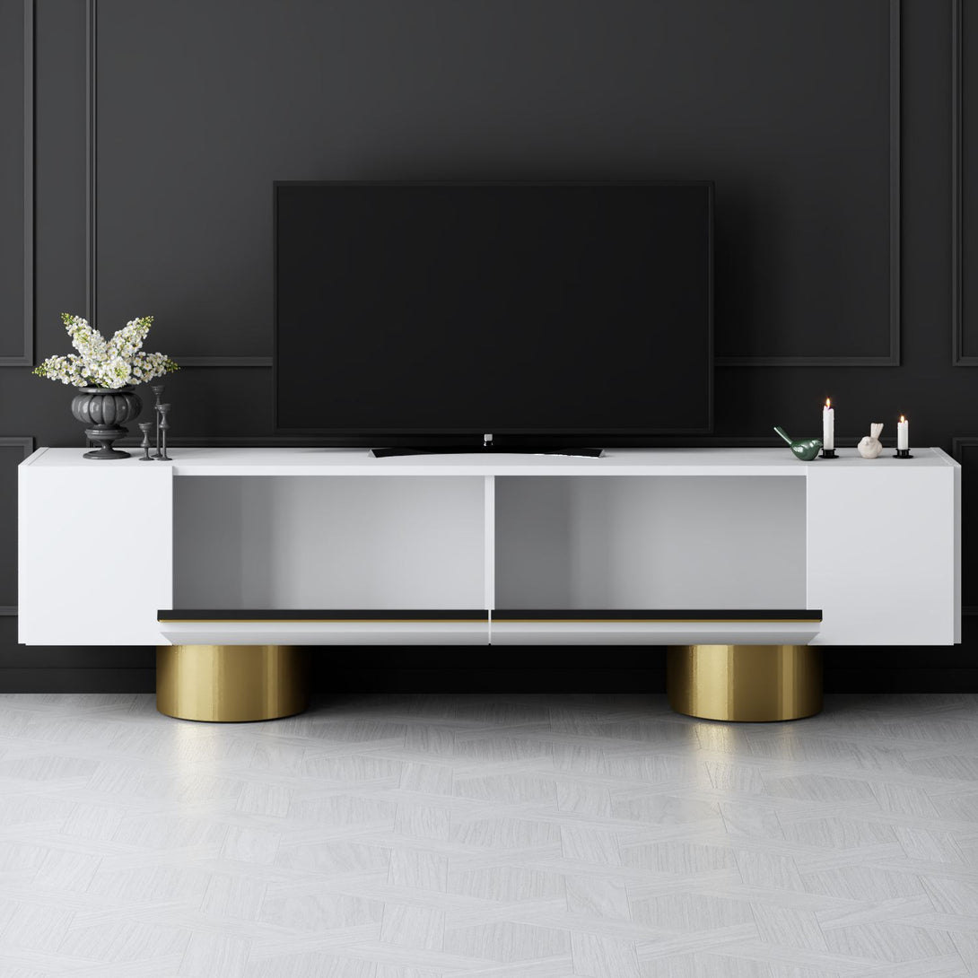 TV szekrény Bohem - White, Gold-VASBÚTOR