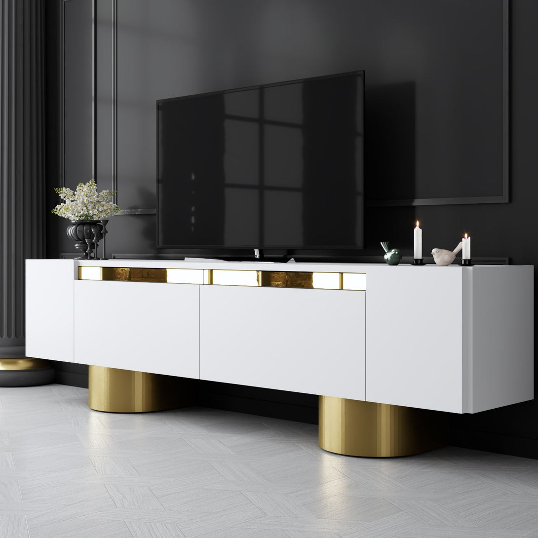 TV szekrény Bohem - White, Gold-VASBÚTOR