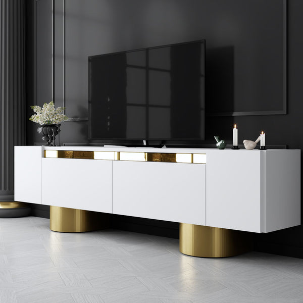 TV szekrény Bohem - White, Gold-VASBÚTOR