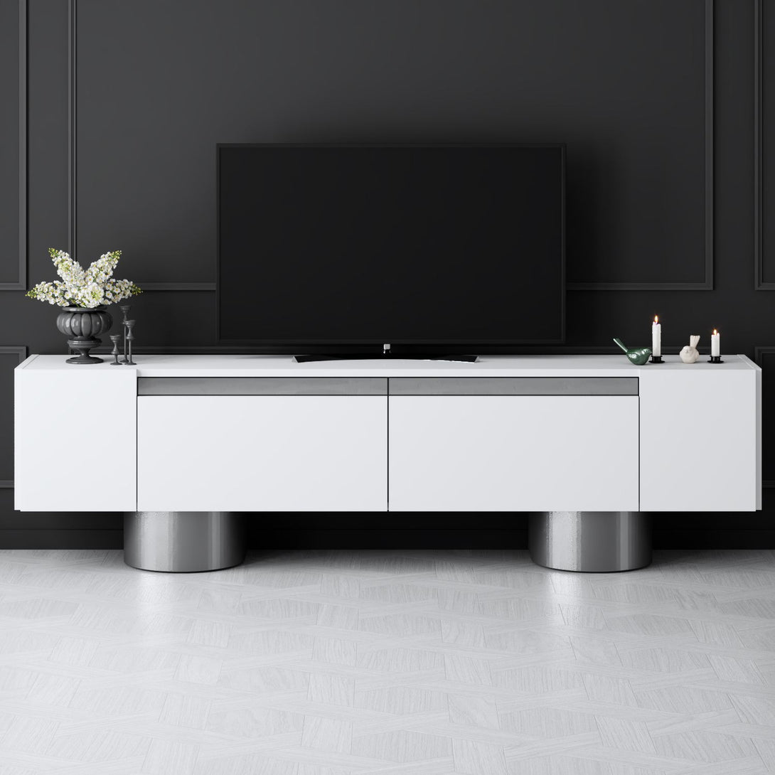 TV szekrény Bohem - White, Silver-VASBÚTOR