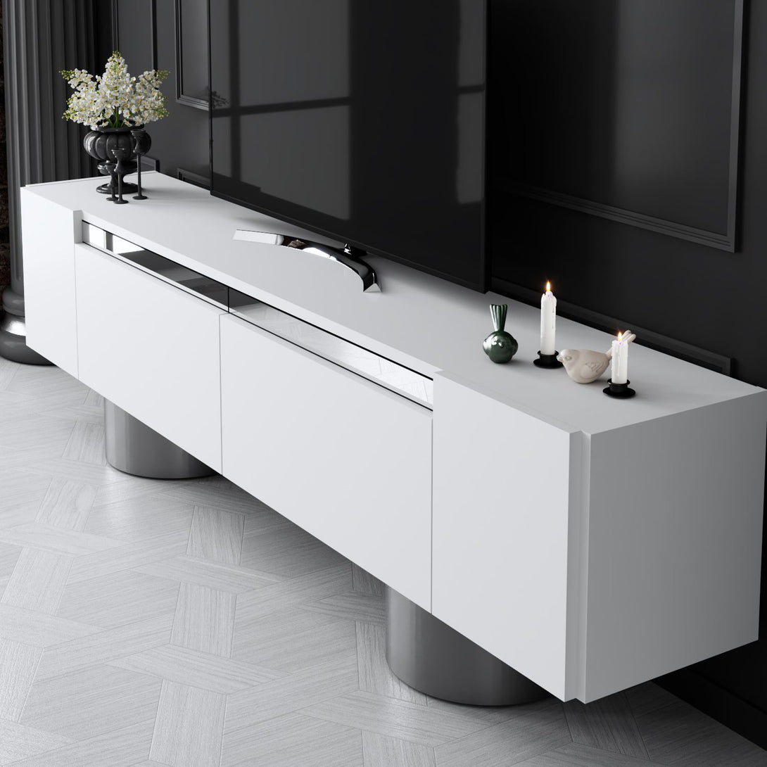 TV szekrény Bohem - White, Silver-VASBÚTOR