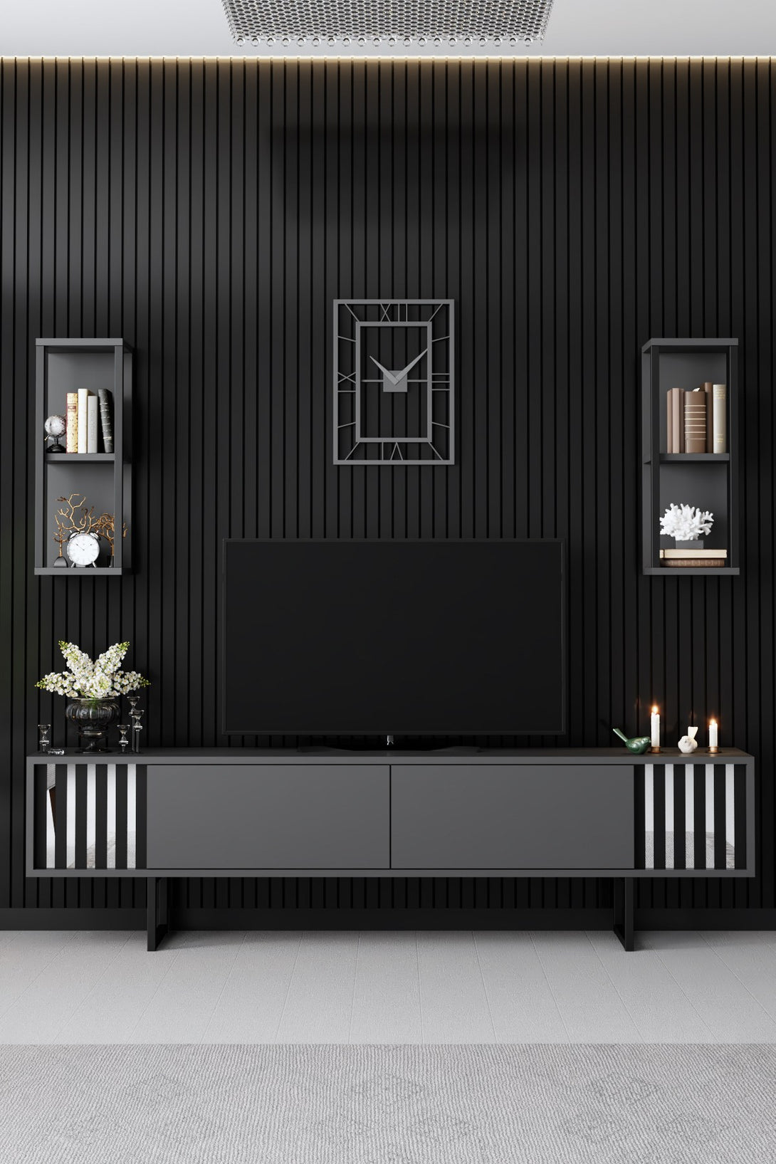 TV szekrény Chrome Line - Anthracite, Black-VASBÚTOR