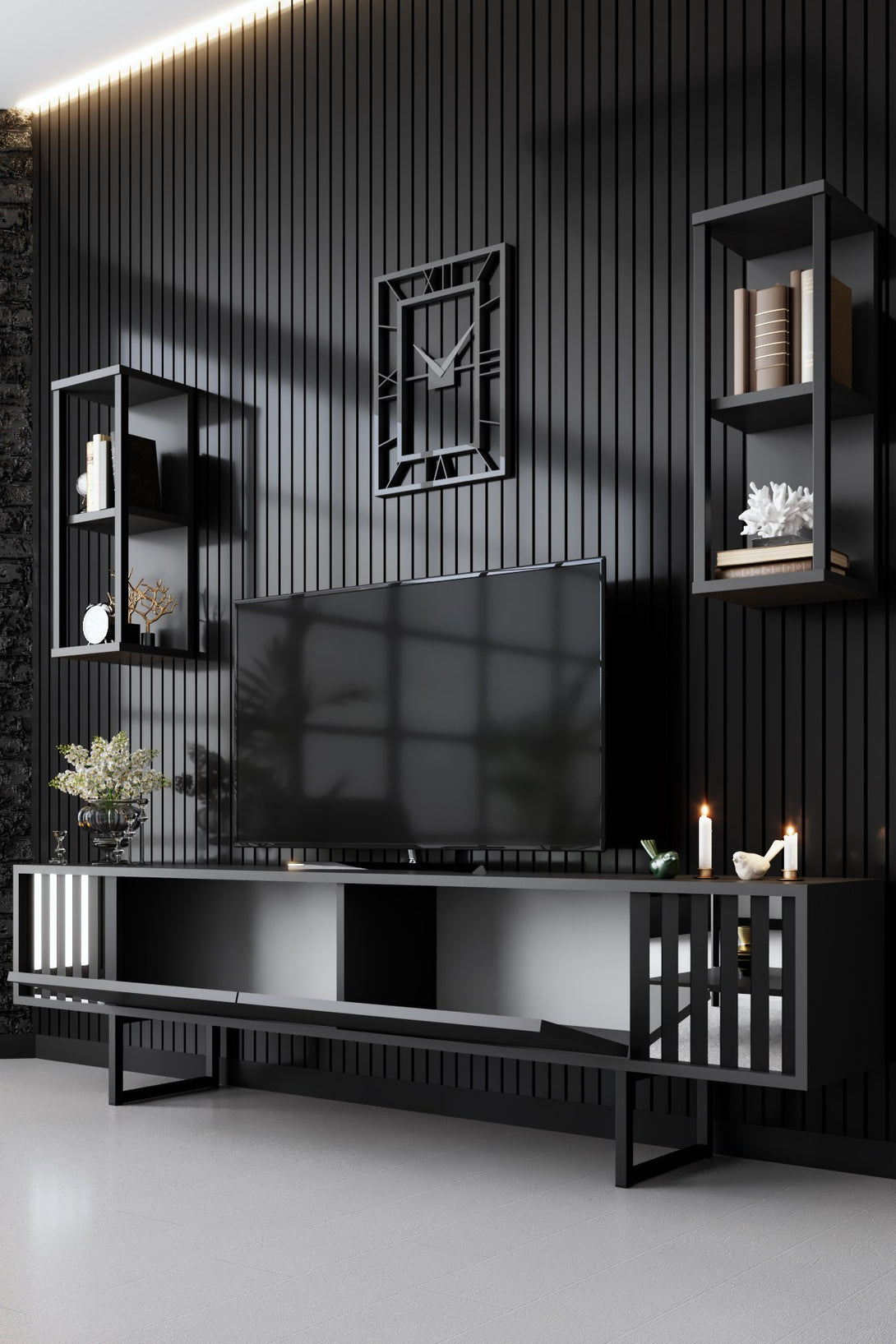TV szekrény Chrome Line - Anthracite, Black-VASBÚTOR