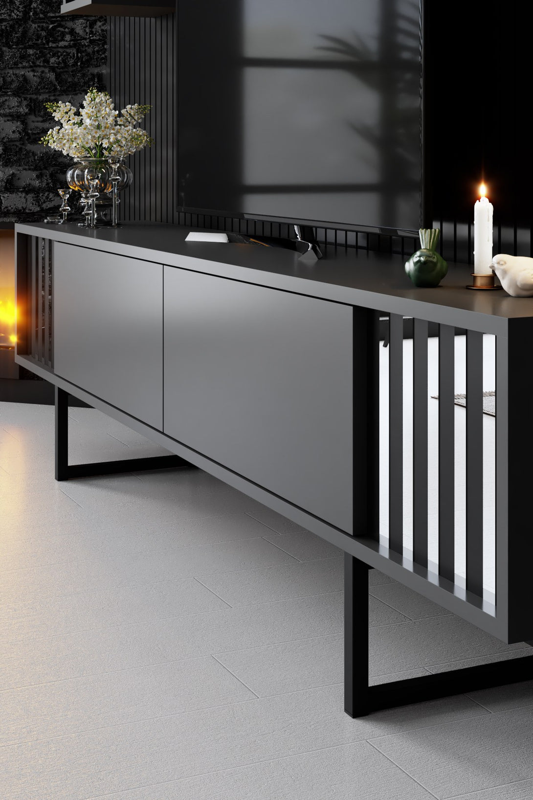 TV szekrény Chrome Line - Anthracite, Black-VASBÚTOR