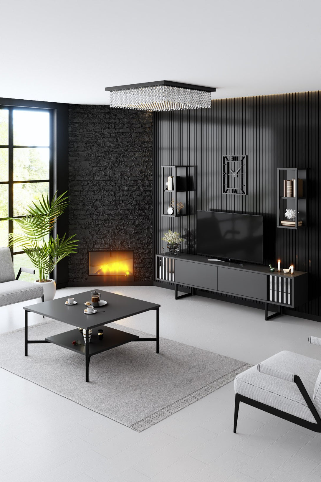 TV szekrény Chrome Line - Anthracite, Black-VASBÚTOR