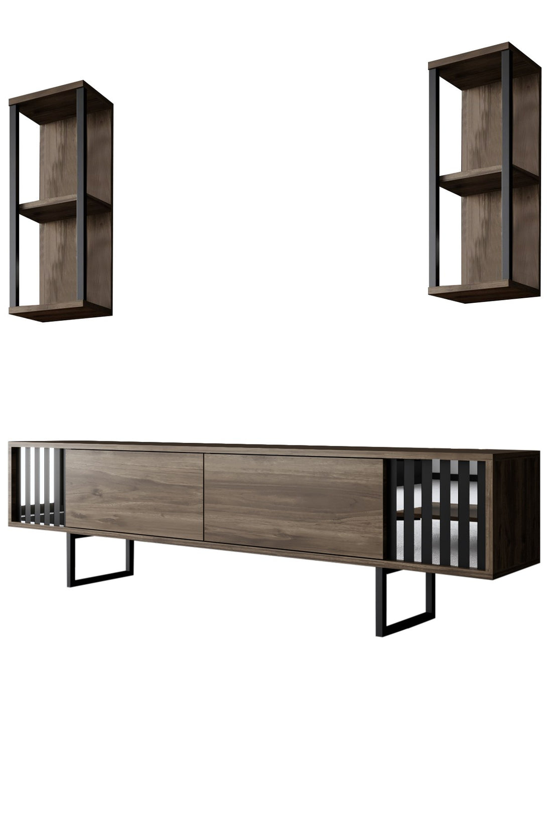 TV szekrény Chrome Line - Walnut, Black-VASBÚTOR