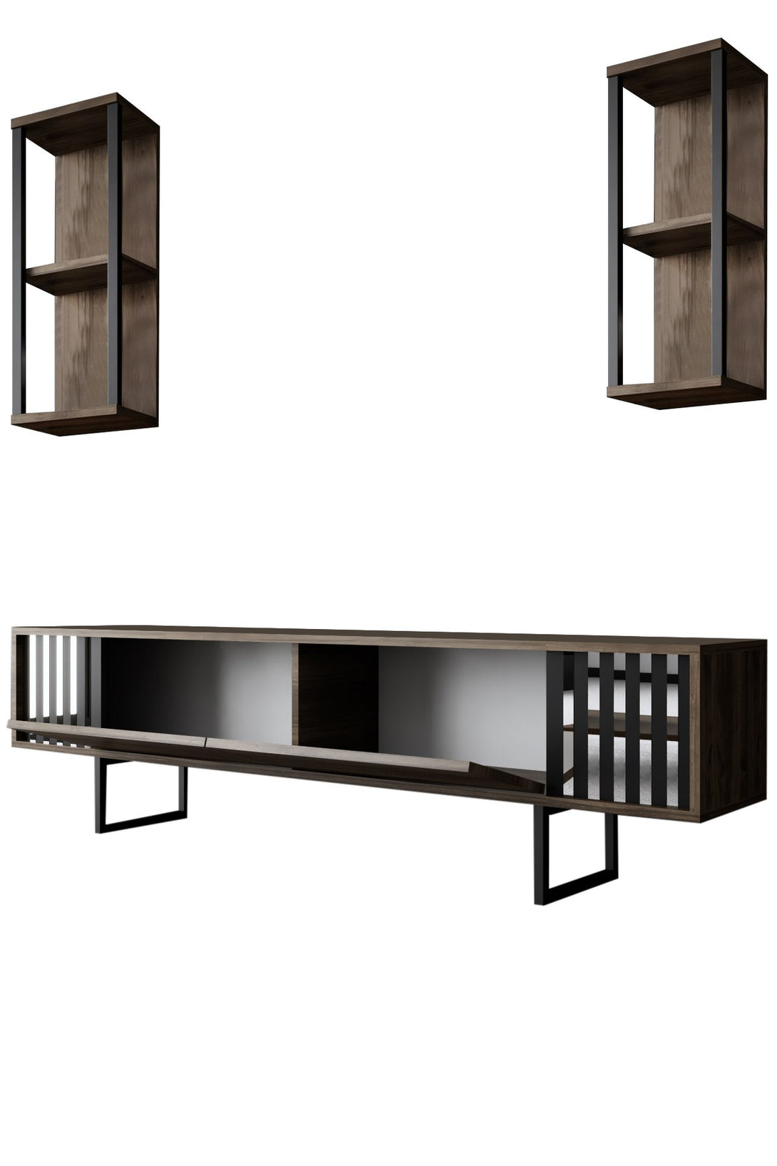 TV szekrény Chrome Line - Walnut, Black-VASBÚTOR