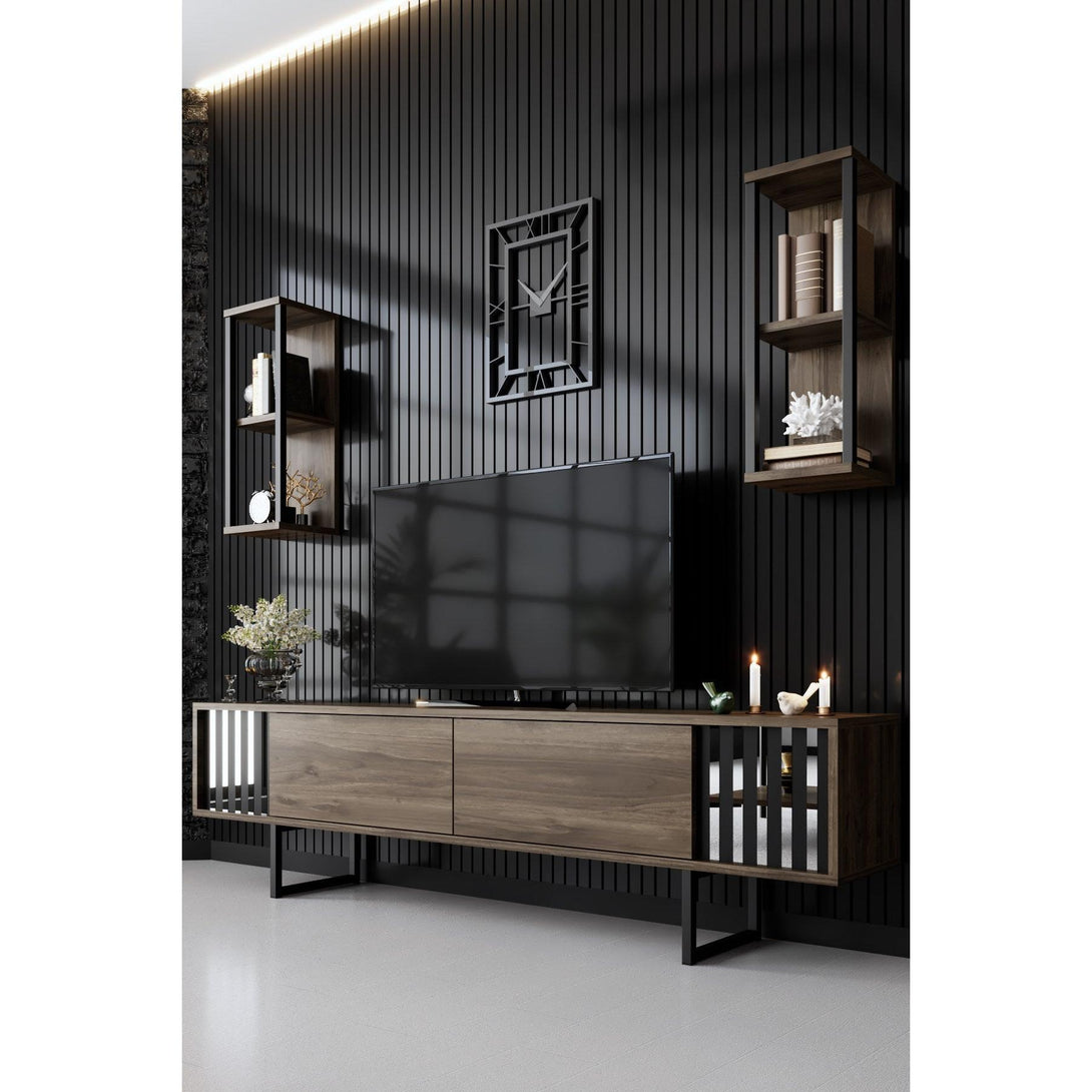 TV szekrény Chrome Line - Walnut, Black-VASBÚTOR
