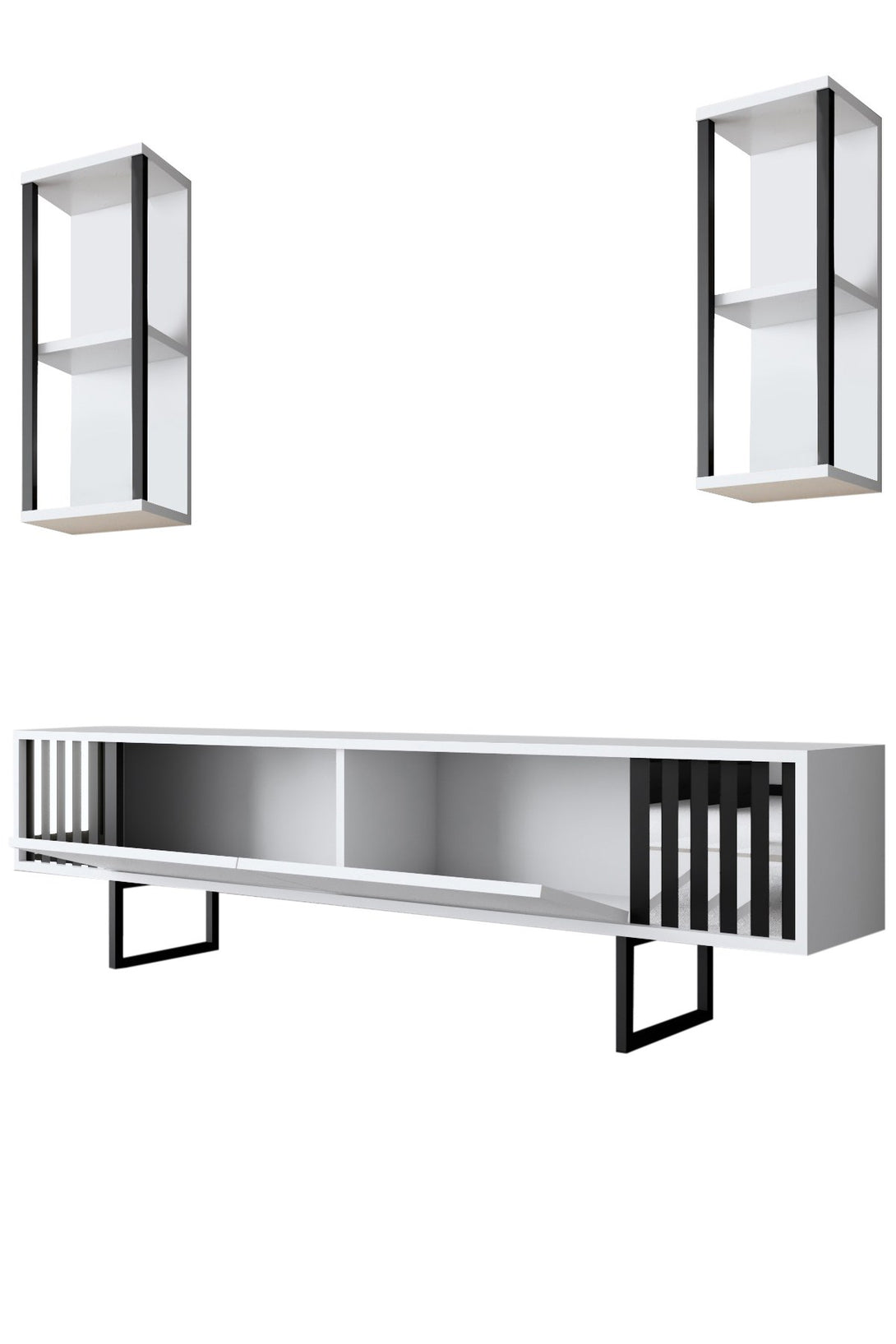 TV szekrény Chrome Line - White, Black-VASBÚTOR