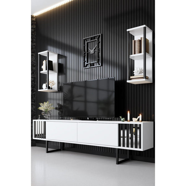 TV szekrény Chrome Line - White, Black-VASBÚTOR