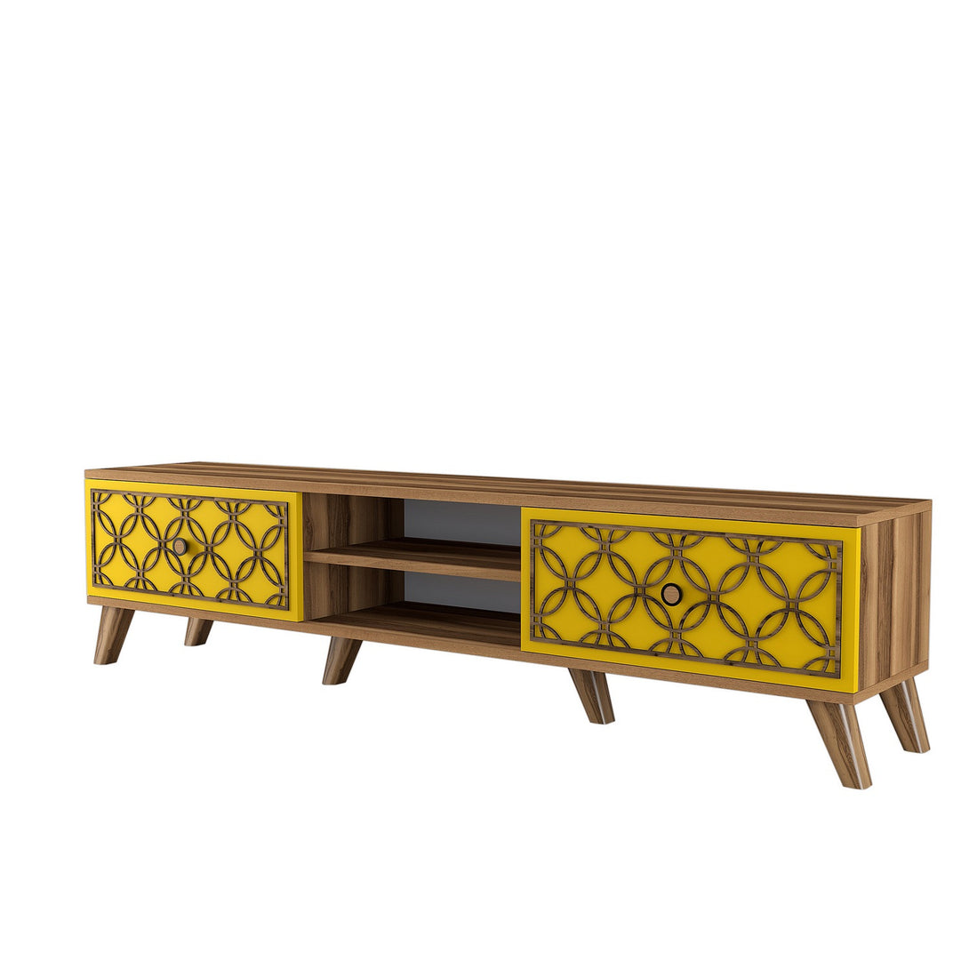 TV szekrény Class - Walnut, Yellow-VASBÚTOR