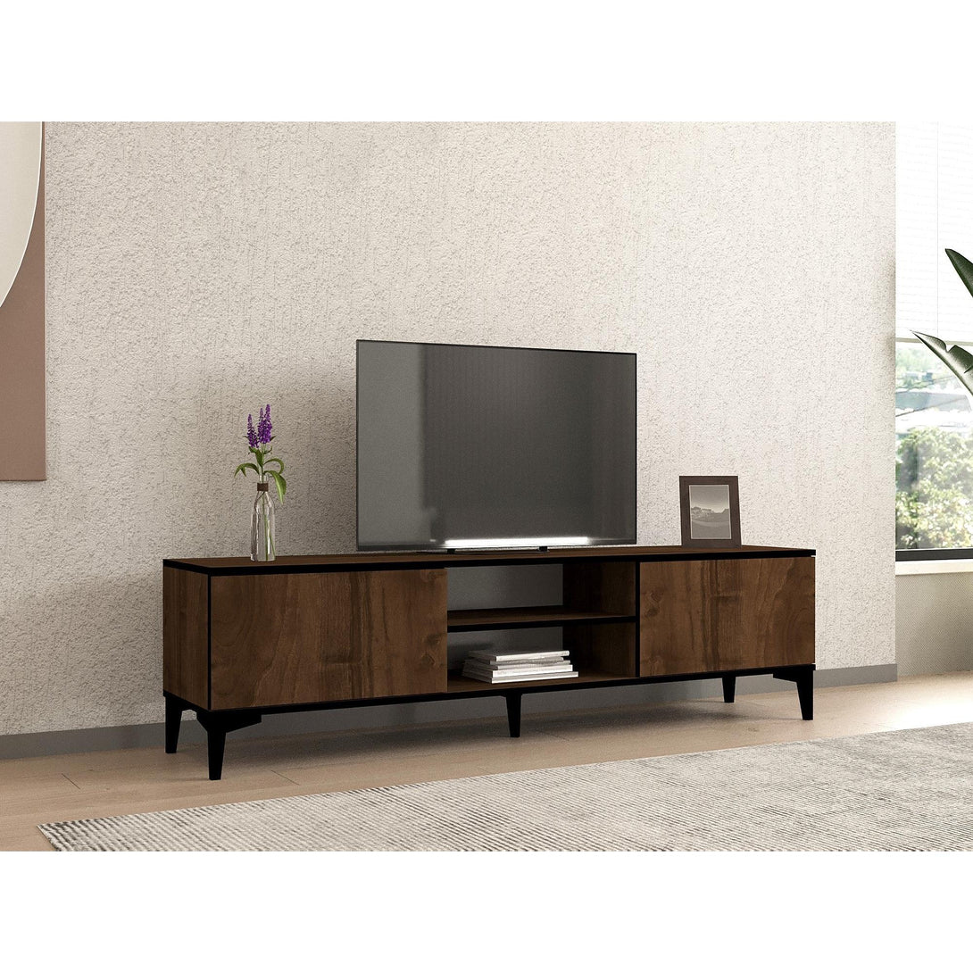 TV szekrény Erem - Walnut, Black-VASBÚTOR