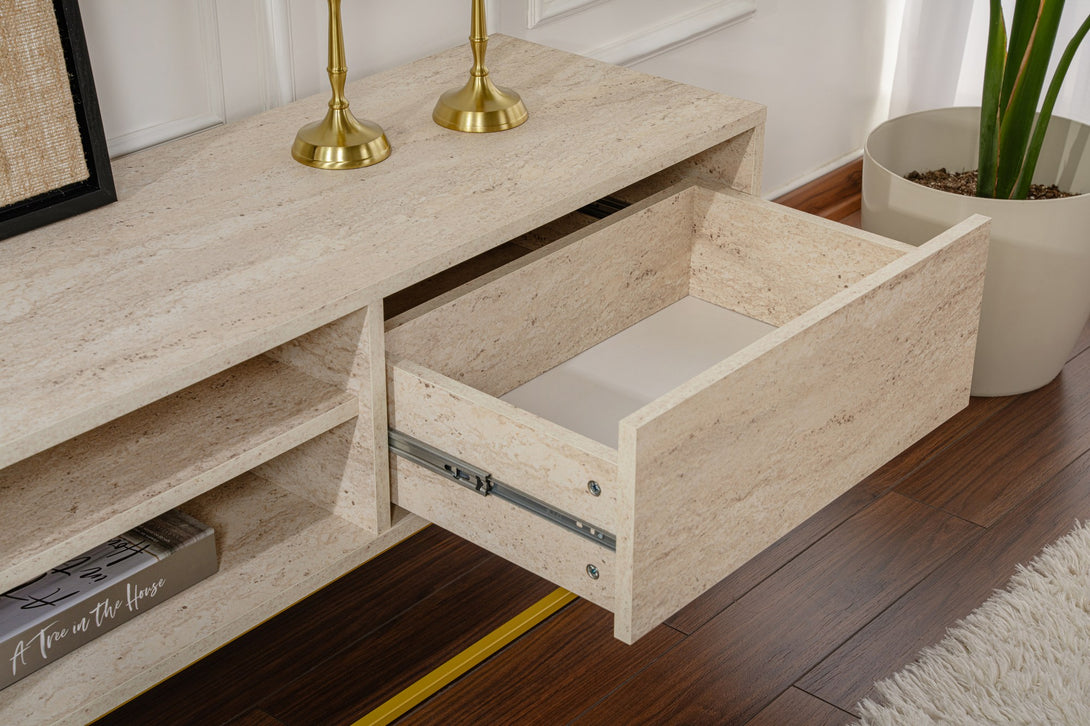 TV szekrény Escape 180 - Arany, Travertine-VASBÚTOR