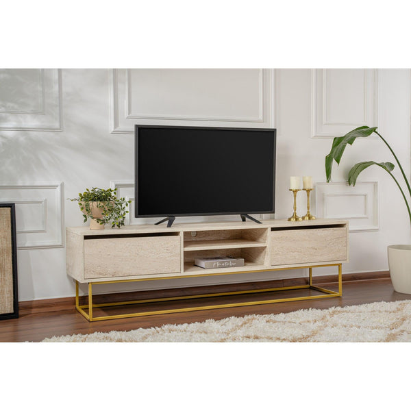 TV szekrény Escape 180 - Arany, Travertine-VASBÚTOR