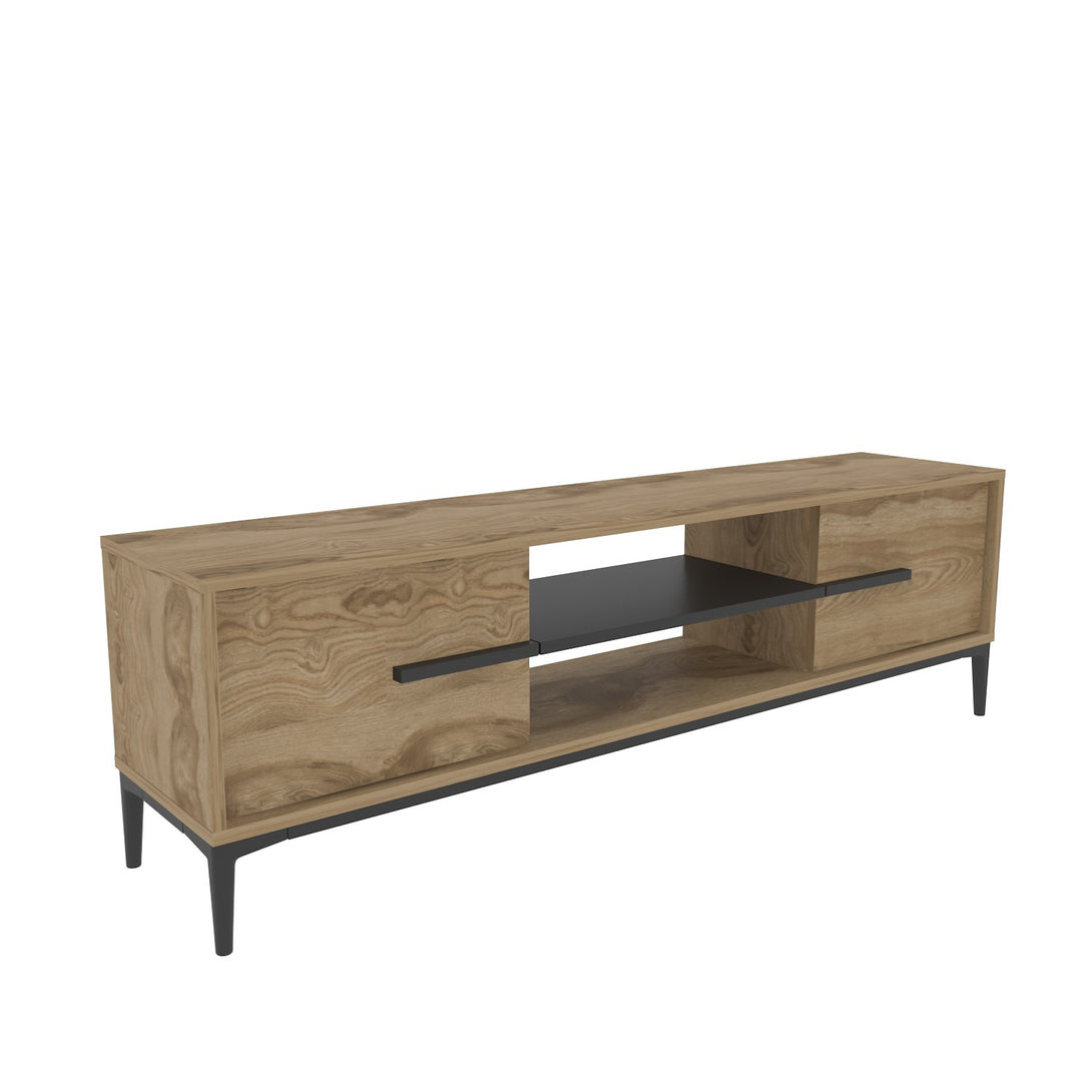 TV szekrény Eslem - Oak, Black-VASBÚTOR