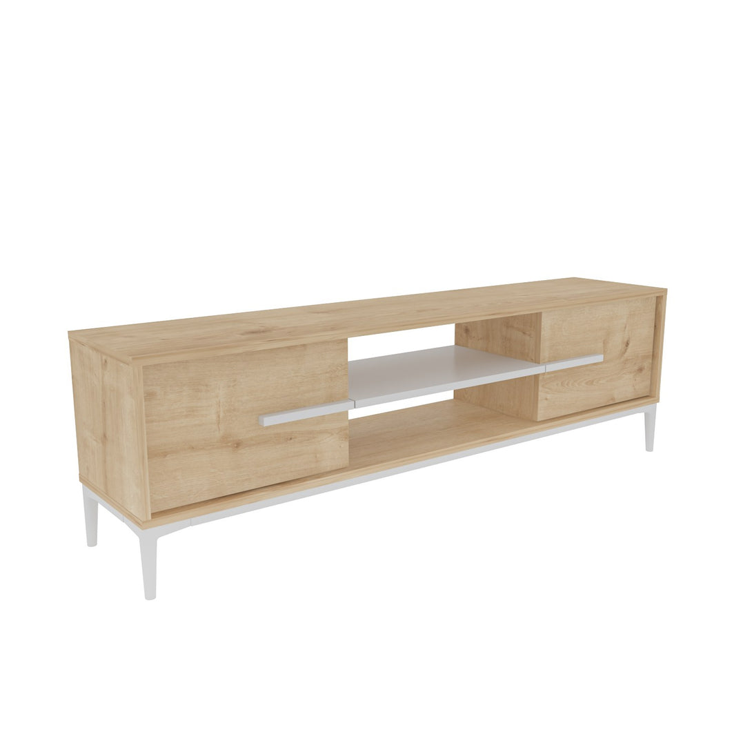 TV szekrény Eslem - Oak, White-VASBÚTOR