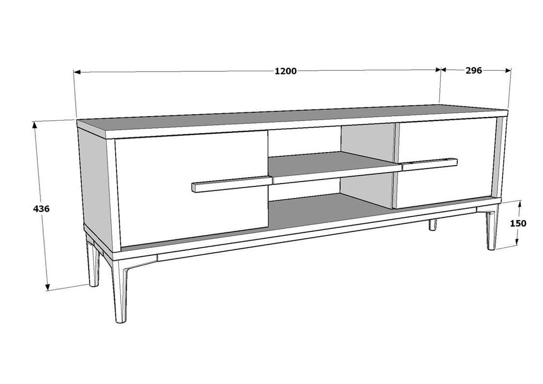 TV szekrény Eslem - White, Walnut-VASBÚTOR