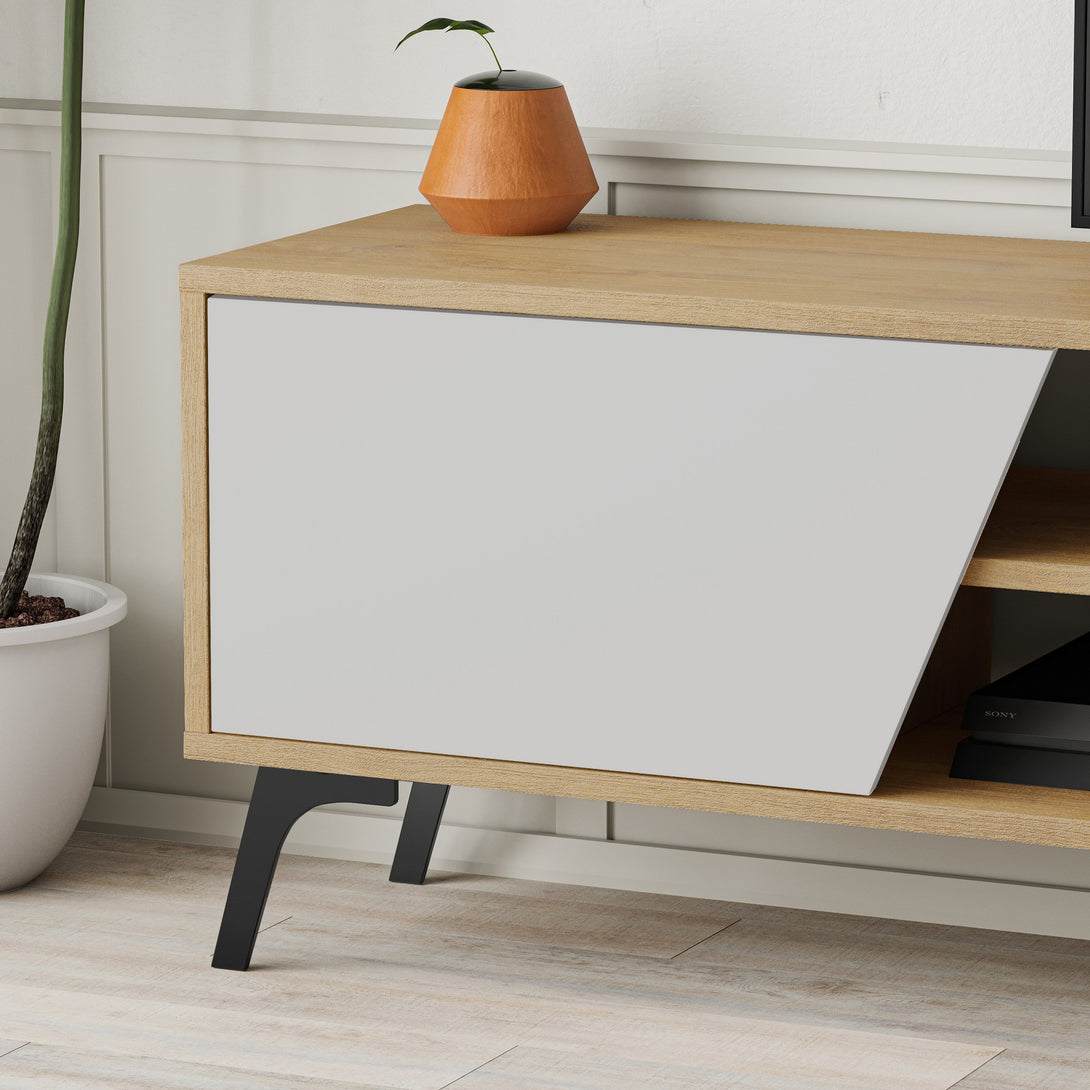 TV szekrény Fiona - Oak, White-VASBÚTOR