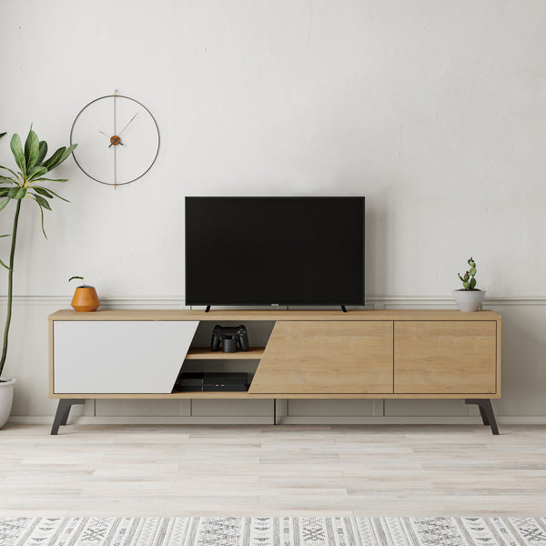 TV szekrény Fiona - Oak, White-VASBÚTOR