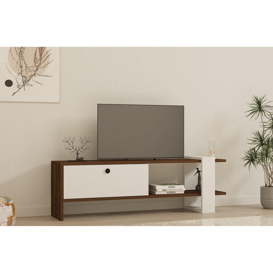 TV szekrény Gaye - Walnut, White-VASBÚTOR