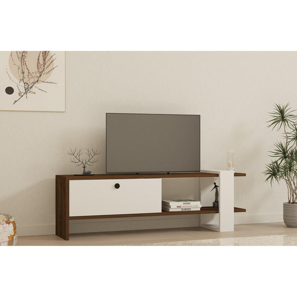 TV szekrény Gaye - Walnut, White-VASBÚTOR