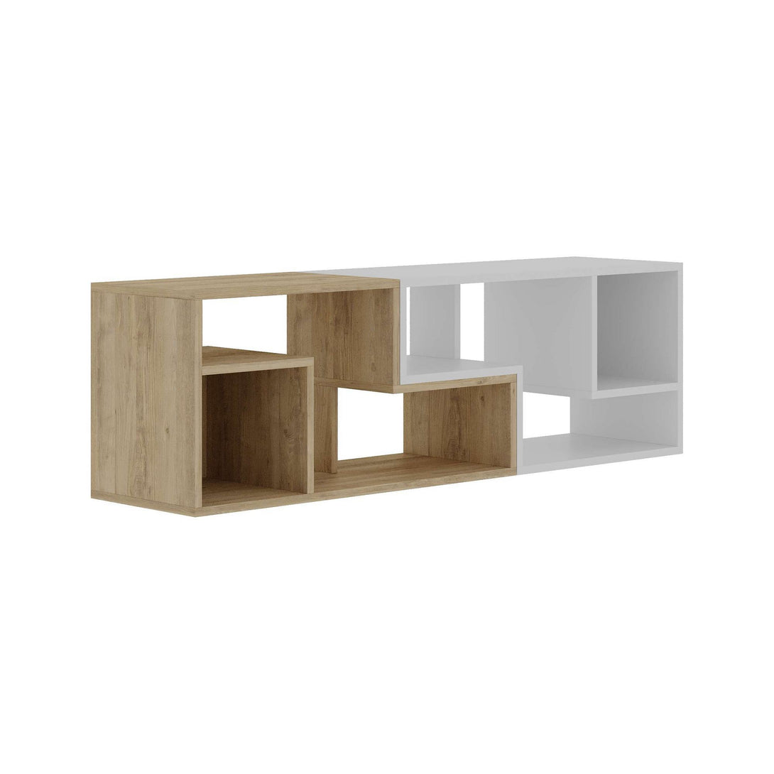 TV szekrény Glis - Sapphire Oak, White-VASBÚTOR