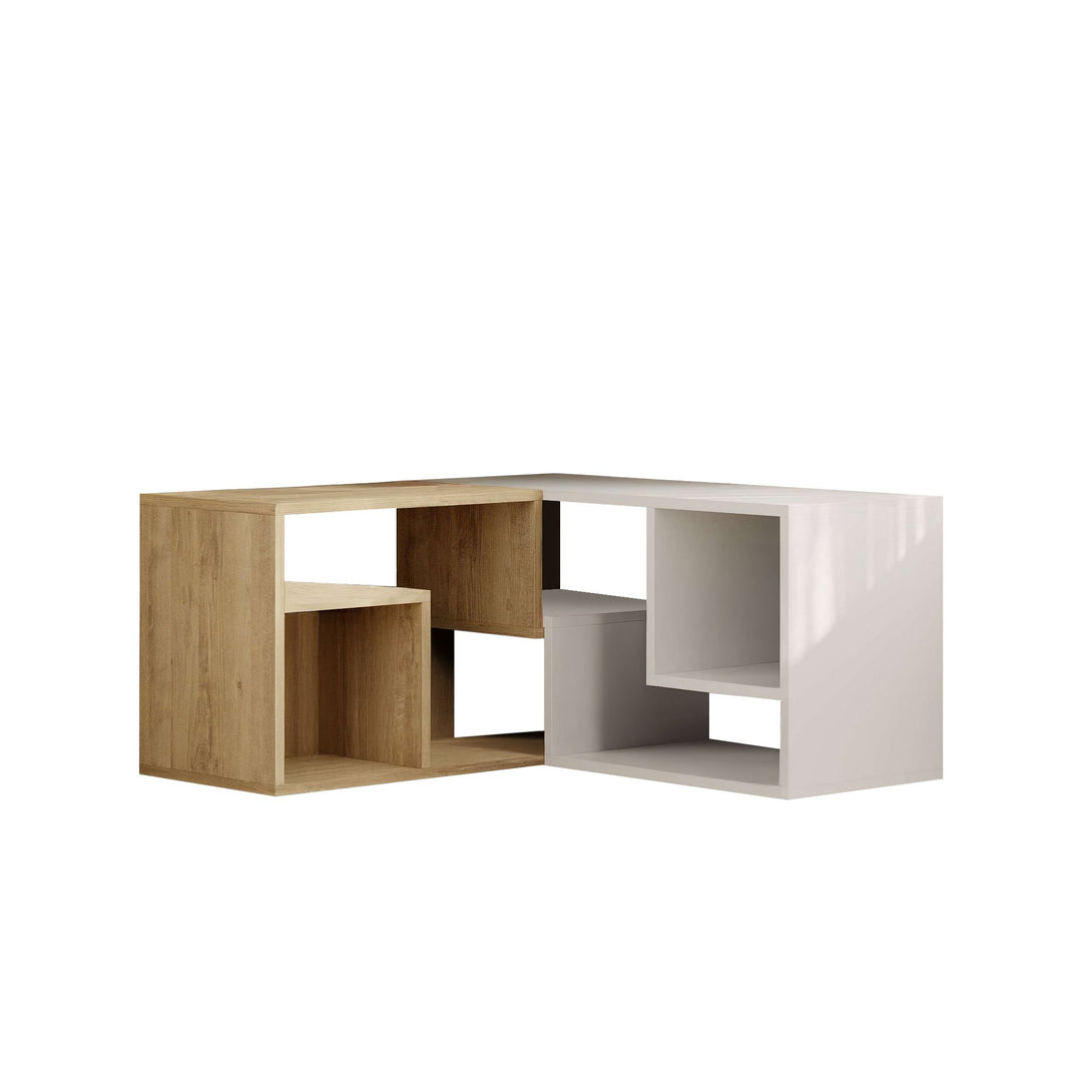 TV szekrény Glis - Sapphire Oak, White-VASBÚTOR