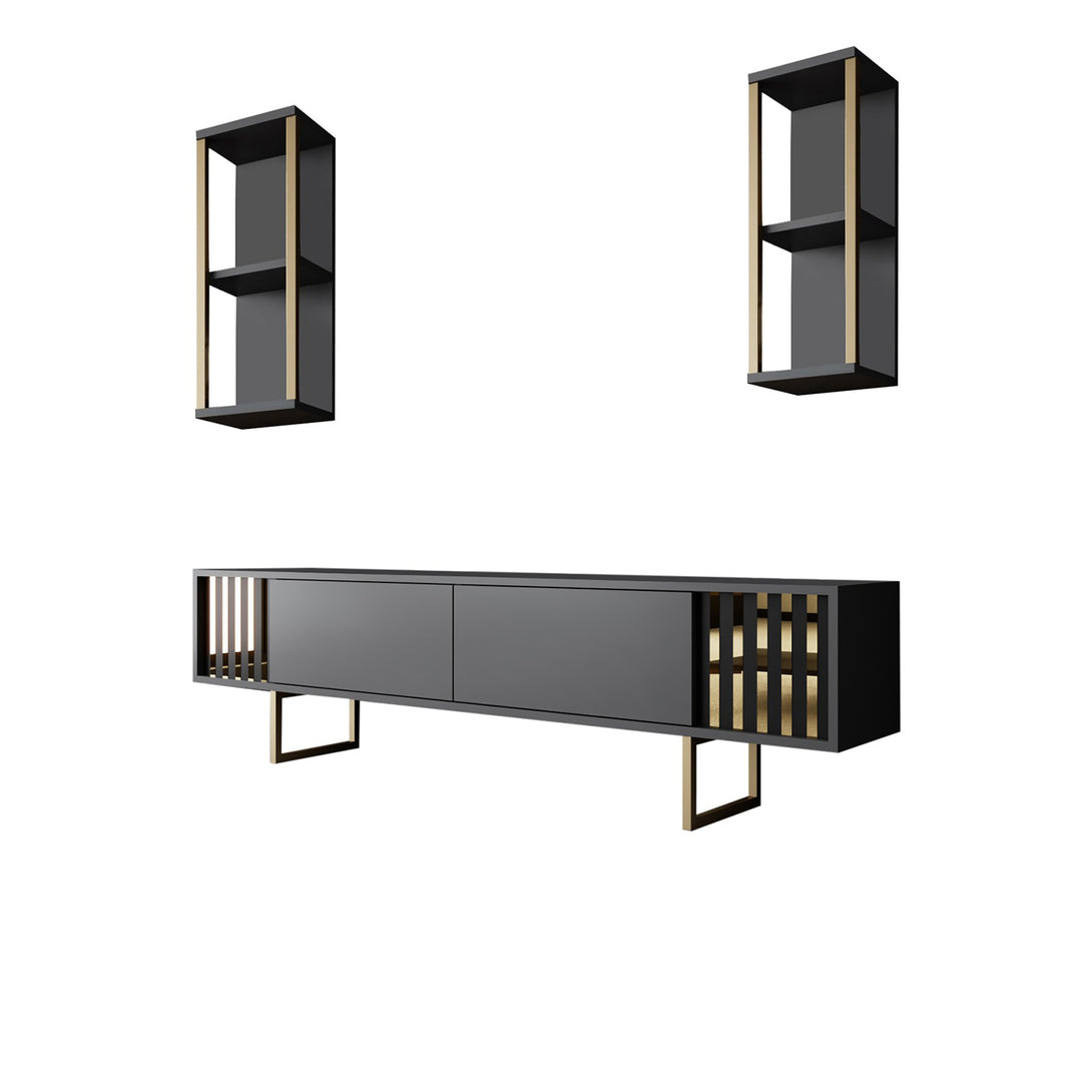 TV szekrény Gold Line - Anthracite, Black-VASBÚTOR