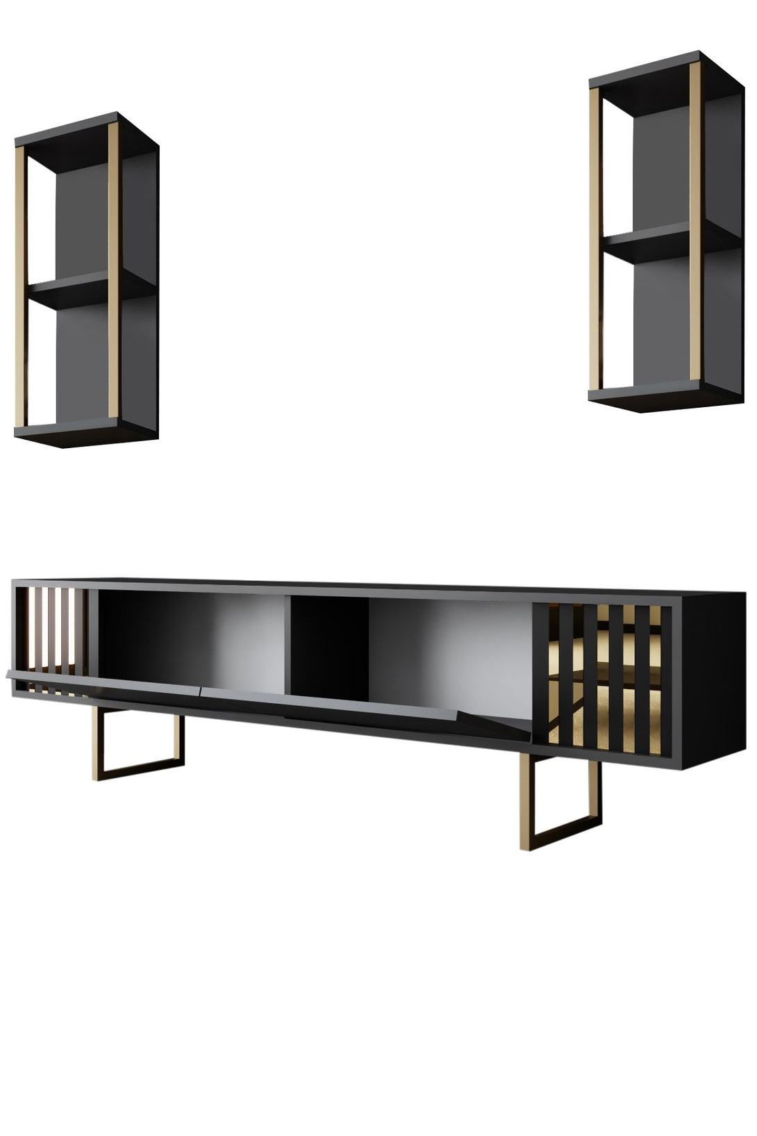 TV szekrény Gold Line - Anthracite, Black-VASBÚTOR