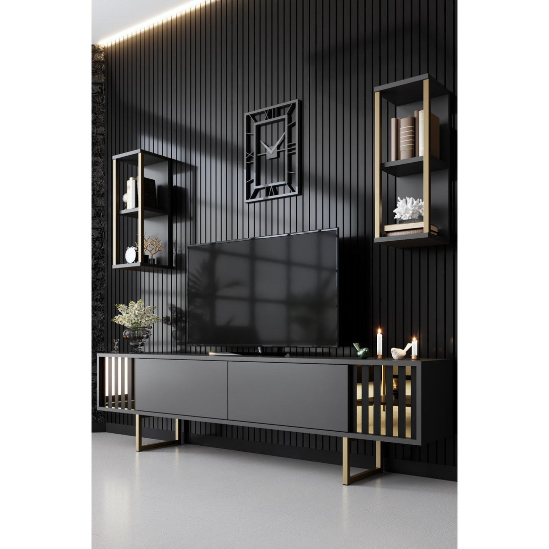 TV szekrény Gold Line - Anthracite, Black-VASBÚTOR