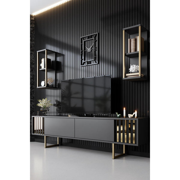 TV szekrény Gold Line - Anthracite, Black-VASBÚTOR