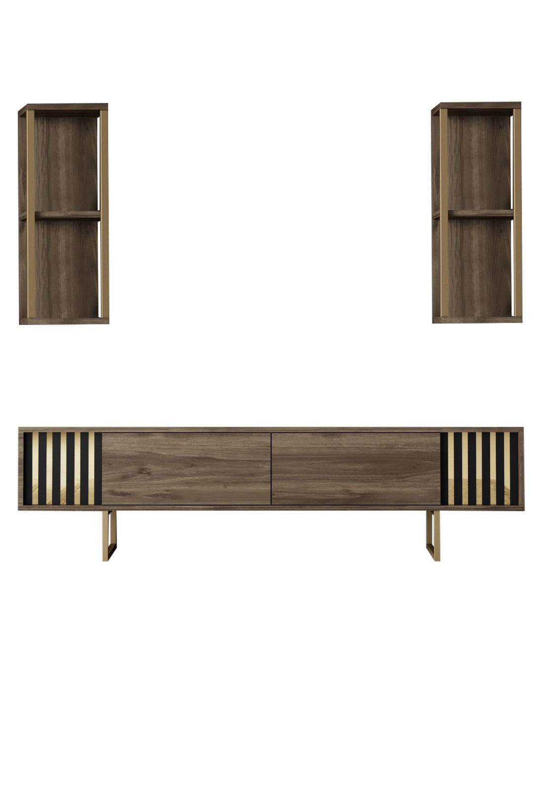 TV szekrény Gold Line - Walnut, Black-VASBÚTOR