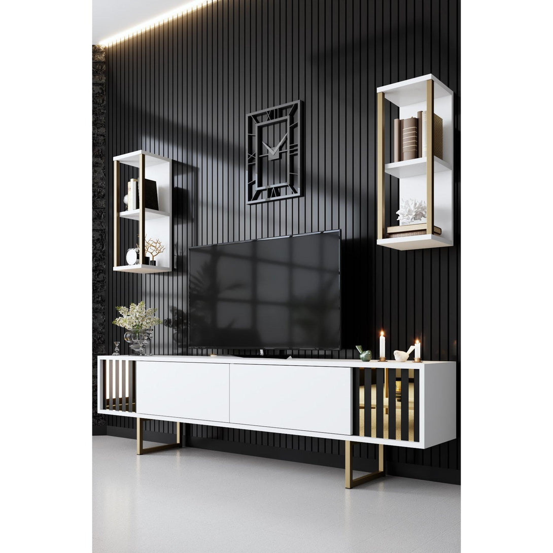 TV szekrény Gold Line - White, Black-VASBÚTOR