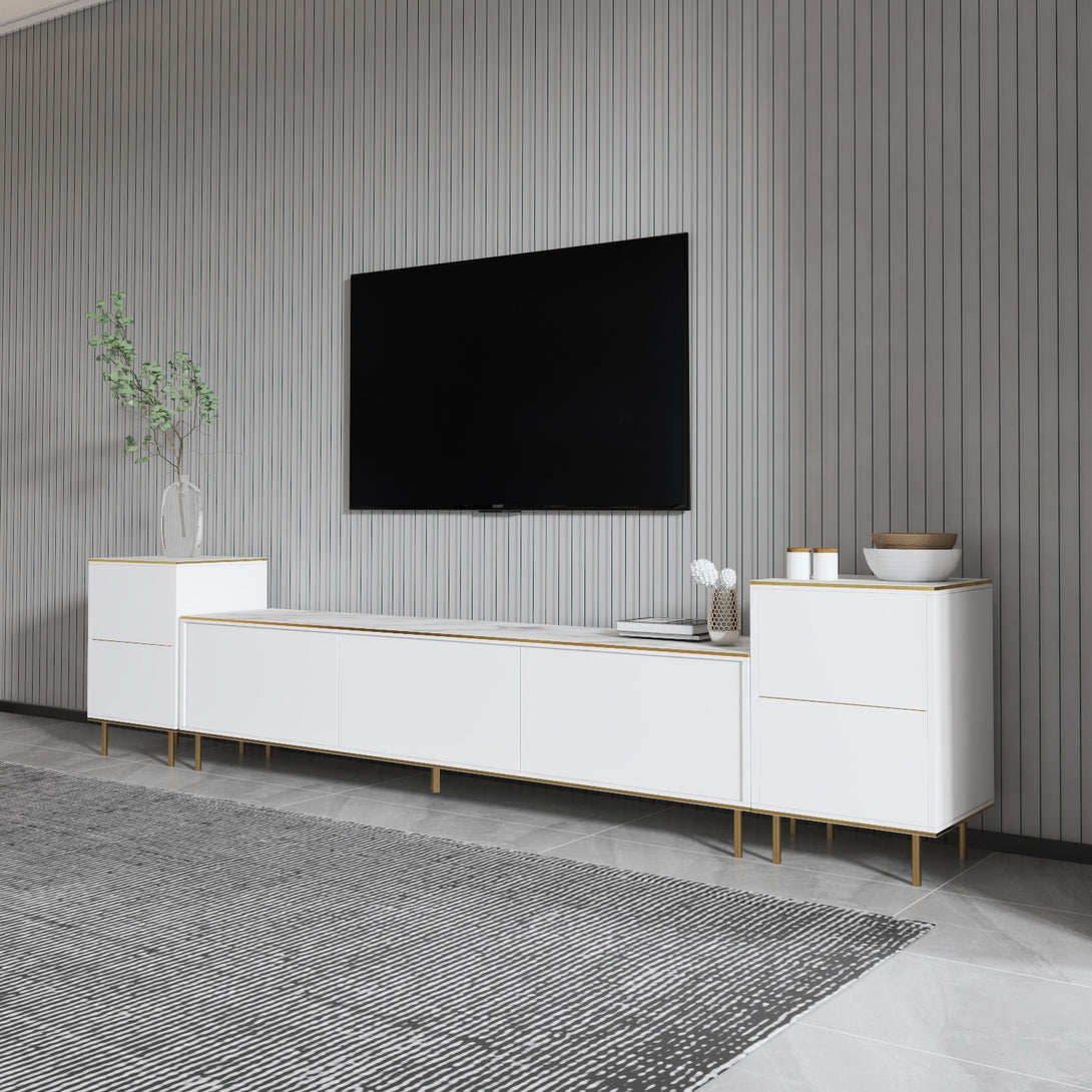TV szekrény Imaj - Marble, White-VASBÚTOR