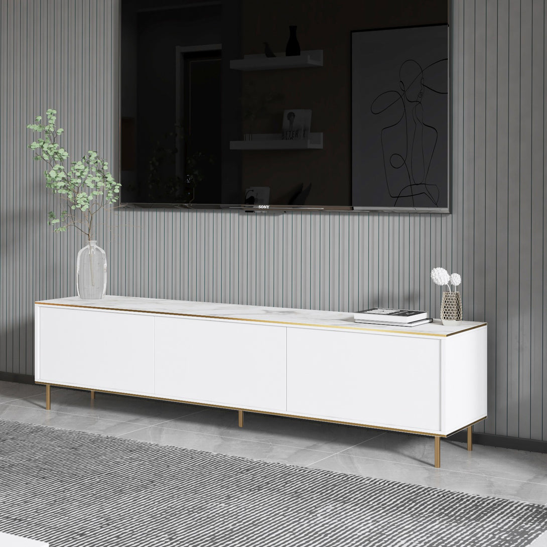 TV szekrény Imaj - Marble, White-VASBÚTOR