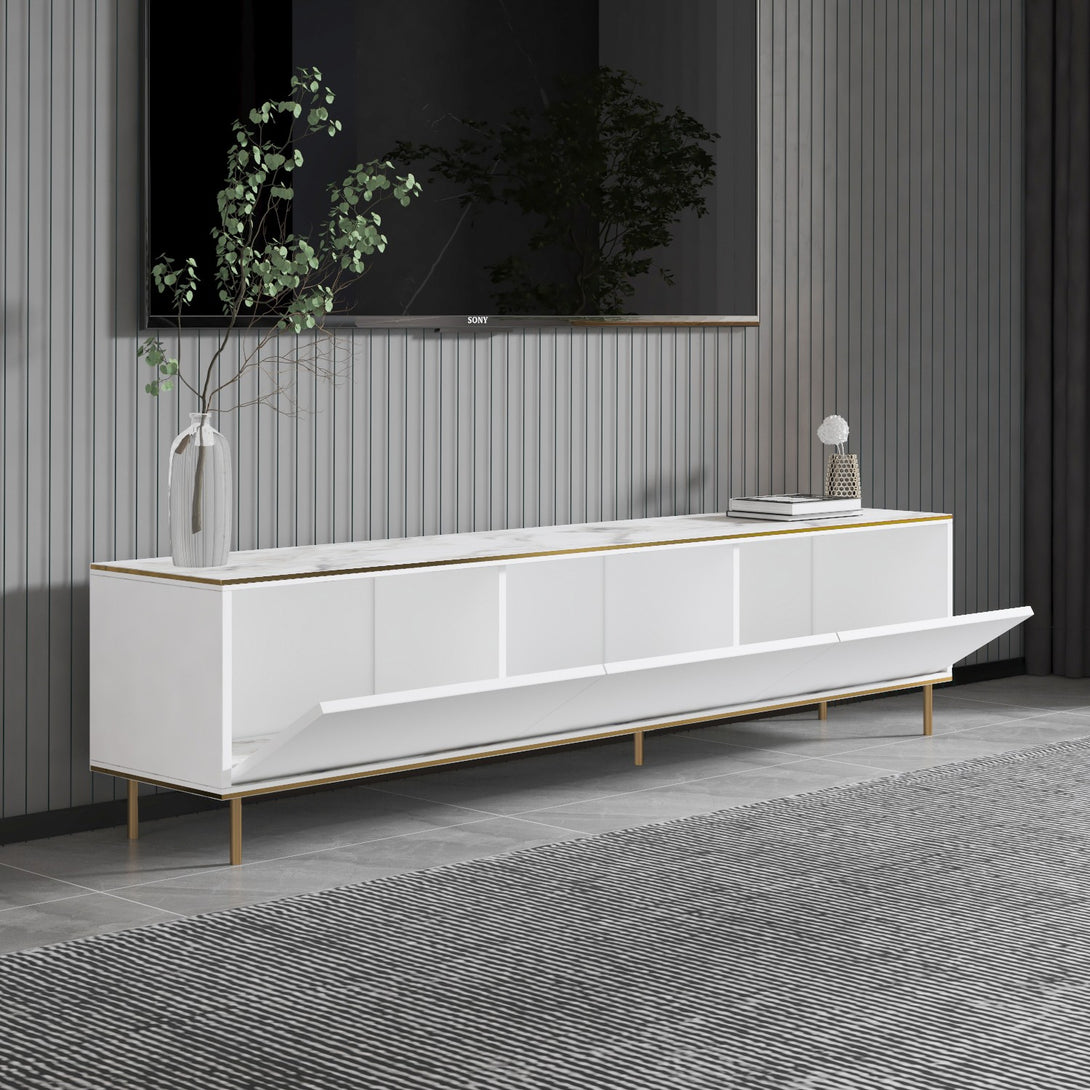 TV szekrény Imaj - Marble, White-VASBÚTOR