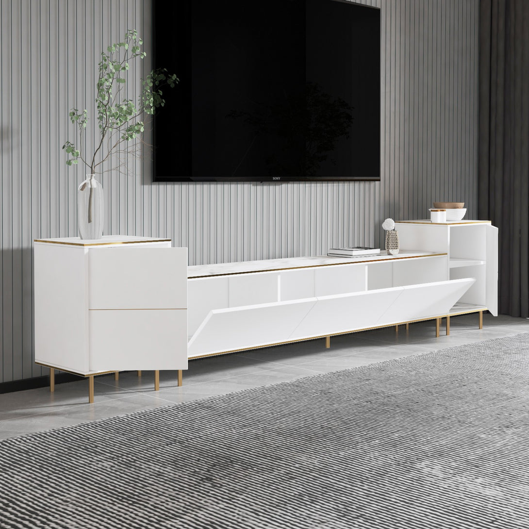 TV szekrény Imaj - Marble, White-VASBÚTOR